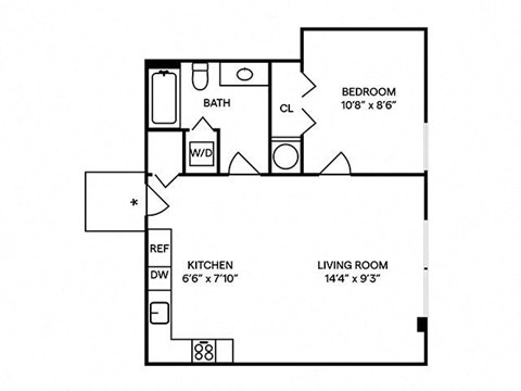 Sentral Wynwood - A4 1BR 1BA Floor Plan